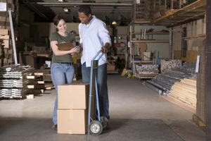 photo of colleagues, warehouse labor